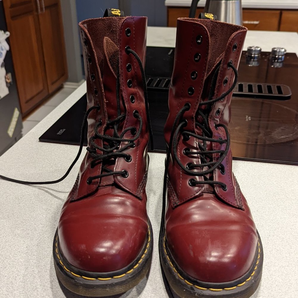 Dr. Martens 1490 Cherry Red Boots Size UK 9 (US9.5)